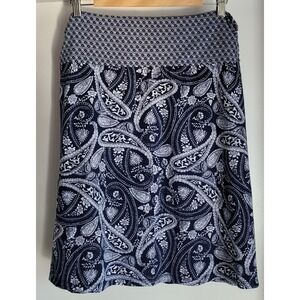 Faded Glory Skirt L/G 12-14 Wrap Style Blue Paisley Polyester Spandex Stretch